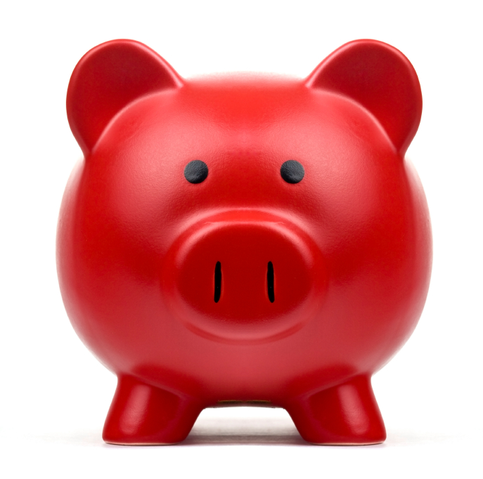Red Piggy Bank Isolated On A Background